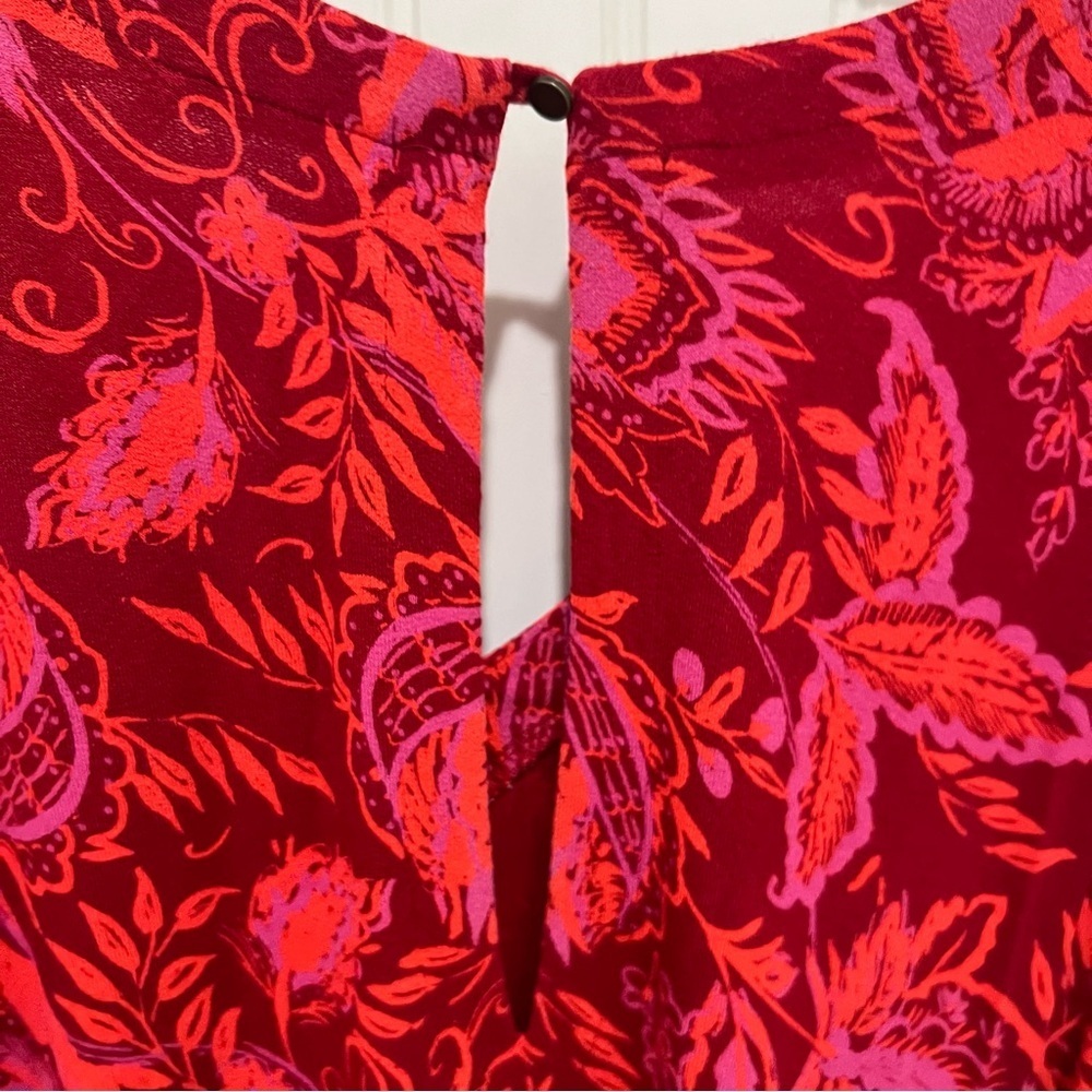 Free People Red and Pink Floral Blouse - Picture 6 of 9